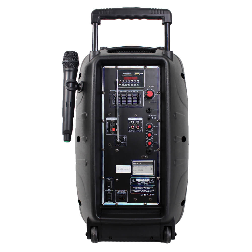 ลำโพงบลูทูธ 15 นิ้ว แถมไมค์ไร้สาย MCROCK รุ่น DHT-730DF(A15) พร้อมแบตเตอรี่และล้อลาก_8
